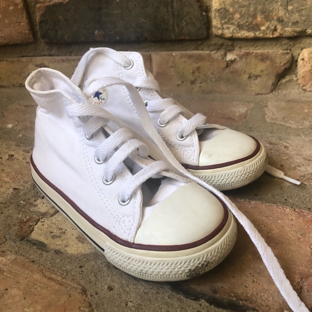 Toddler converse boy girl white high top